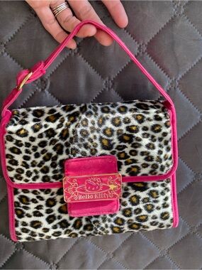 Vtg Sanrio Hello Kitty Leopard Print Mini Shoulder Bag - Y2K Gyaru Heisei Retro